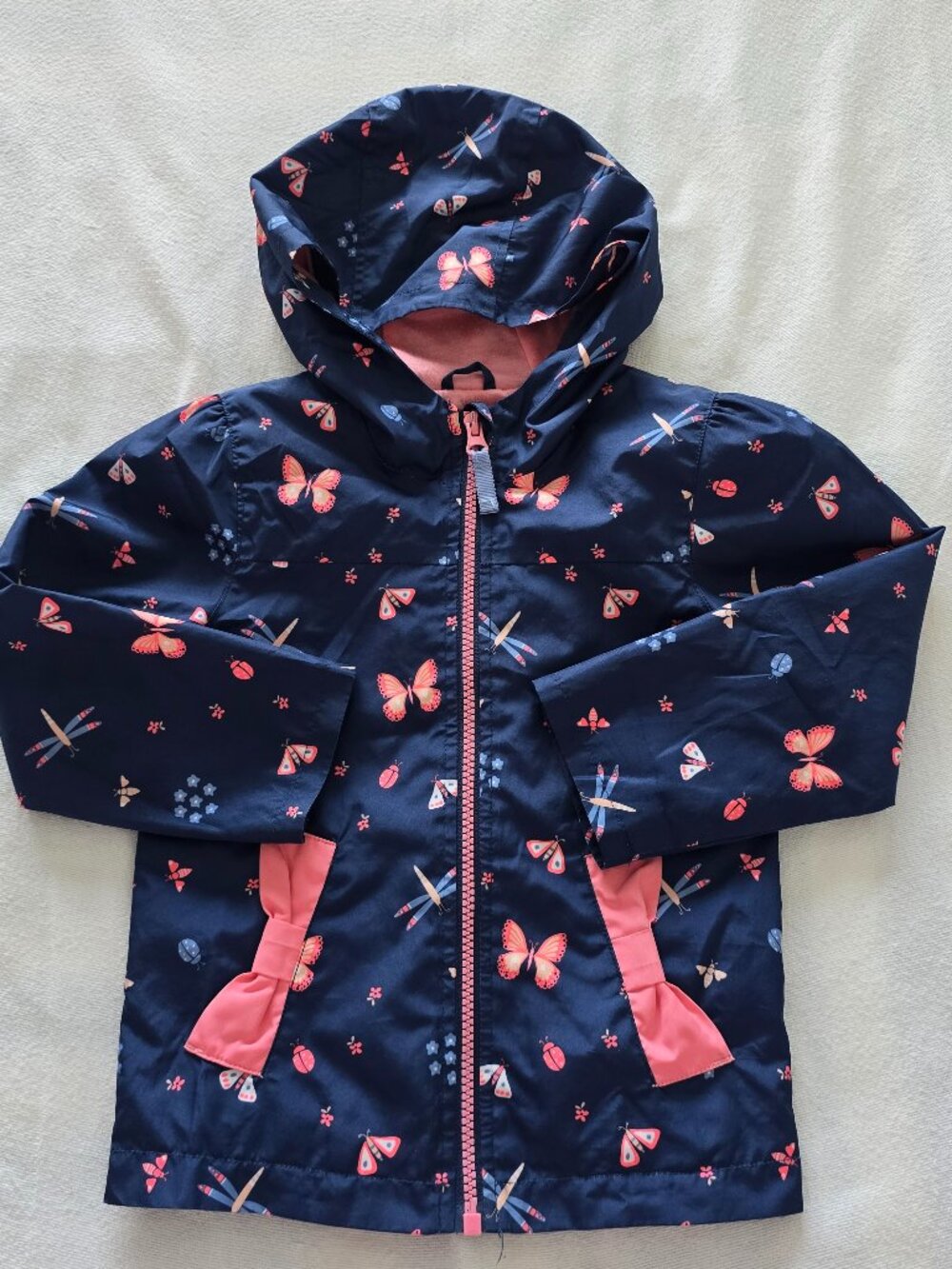 3T Girls' Butterfly Lined Rain Jacket